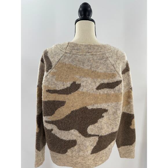 Anthropologie Moth Beige Brown Camo Knit Crewneck Sweater M - Picture 3 of 6